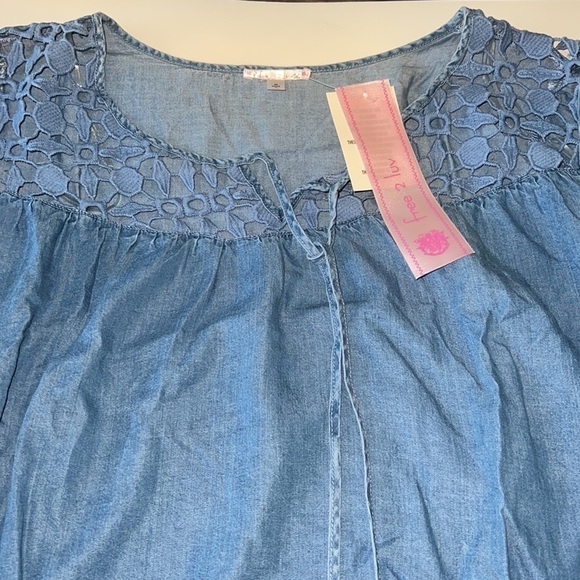 Free 2 Luv denim top with flared sleeves 2x - Picture 4 of 9